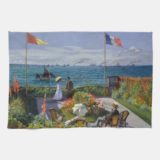 Claude Monet - Garten bei Sainte-Adresse Geschirrtuch (Horizontal)