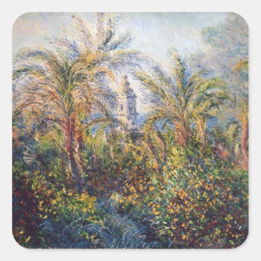Claude Monet | Garten in Bordighera Quadratischer Aufkleber (Vorderseite)