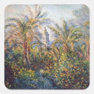 Claude Monet   Garten in Bordighera Quadratischer Aufkleber