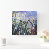 Claude Monet - Gelbe und Lila Irische Quadratische Wanduhr (Zuhause)