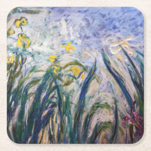 Claude Monet - Gelbe und violette Schwertlilien Rechteckiger Pappuntersetzer