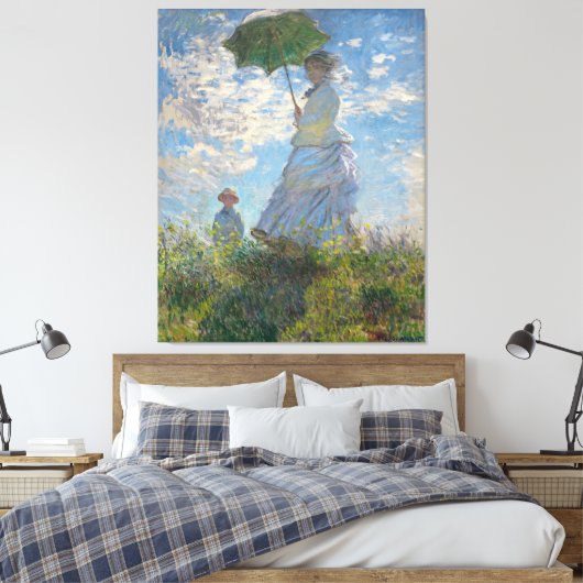 Claude Monet Gemälde von Lady mit Parasol Leinwanddruck (Insitu (Schlafzimmer))