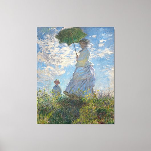 Claude Monet Gemälde von Lady mit Parasol Leinwanddruck (Vorderseite)