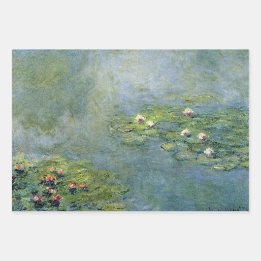 Claude Monet Green & Yellow Water Lilies Geschenkpapier Set (Vorderseite 2)