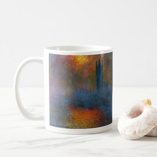 Claude Monet - Häuser des Parlaments Kaffeetasse (Mit Donut)