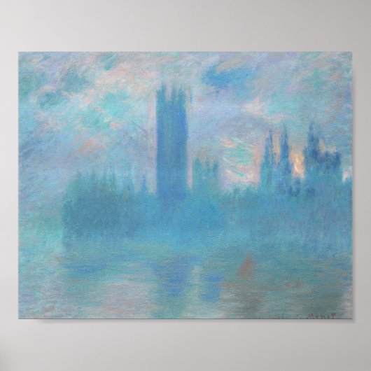 Claude Monet. Häuser des Parlaments London. Blau Poster (Vorne)