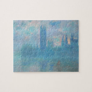 Claude Monet. Häuser des Parlaments London. Blau Puzzle