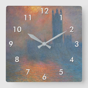 Claude Monet - Häuser des Parlaments London Quadratische Wanduhr