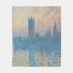 Claude Monet Häuser des Parlaments Sonnenuntergang Fleecedecke