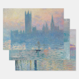 Claude Monet Häuser des Parlaments Sonnenuntergang Geschenkpapier Set