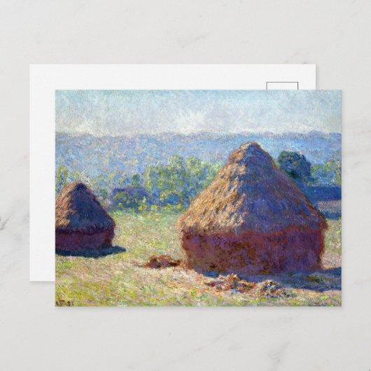 Claude Monet Haystack, Ende des Sommers Postkarte (Vorne/Hinten)