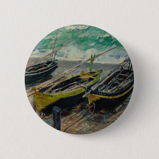 Claude Monet-Himmel bewölkt Boots-Schiffs-Seeozean Button (Vorderseite)
