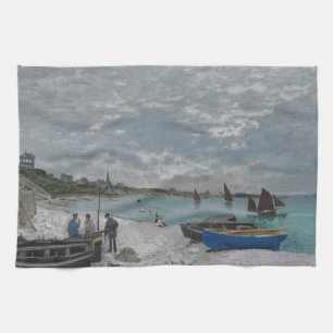 Claude Monet-Himmel bewölkt Boots-Schiffs-Seeozean Küchentuch