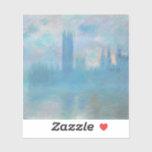 Claude Monet Houses of Parliament London. Blau Aufkleber<br><div class="desc">Claude Monet "Houses of Parliament,  London" Aufkleber. Blaue Themse Natur und City Impressionismus.</div>