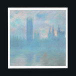 Claude Monet Houses of Parliament London. Blau Serviette<br><div class="desc">Claude Monet "Houses of Parliament,  London" Servietten. Blaue Stadtlandschaft impressionistische Kunst.</div>