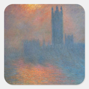 Claude Monet - Houses of Parliament London Quadratischer Aufkleber