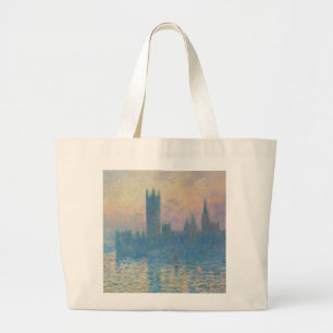 Claude Monet Houses of Parliament Sonnenuntergang Jumbo Stoffbeutel