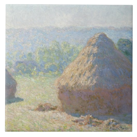 Claude Monet - Hystacks, Ende des Sommers Fliese (Vorderseite)
