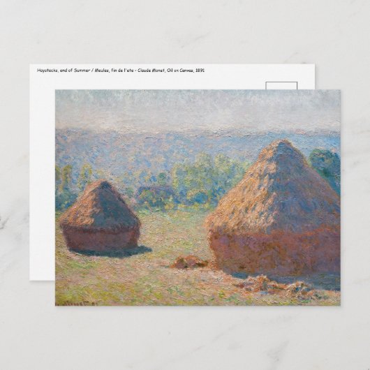Claude Monet - Hystacks, Ende des Sommers Postkarte (Vorne/Hinten)