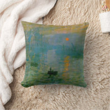 Claude Monet Impression Sunrise Fine Art Pillow