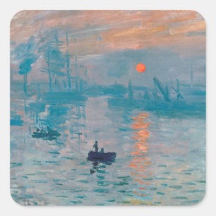 Claude Monet Impression Sunrise French Quadratischer Aufkleber
