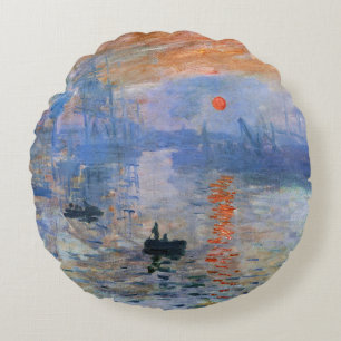 Claude Monet Impression Sunrise Klassische Malerei Rundes Kissen