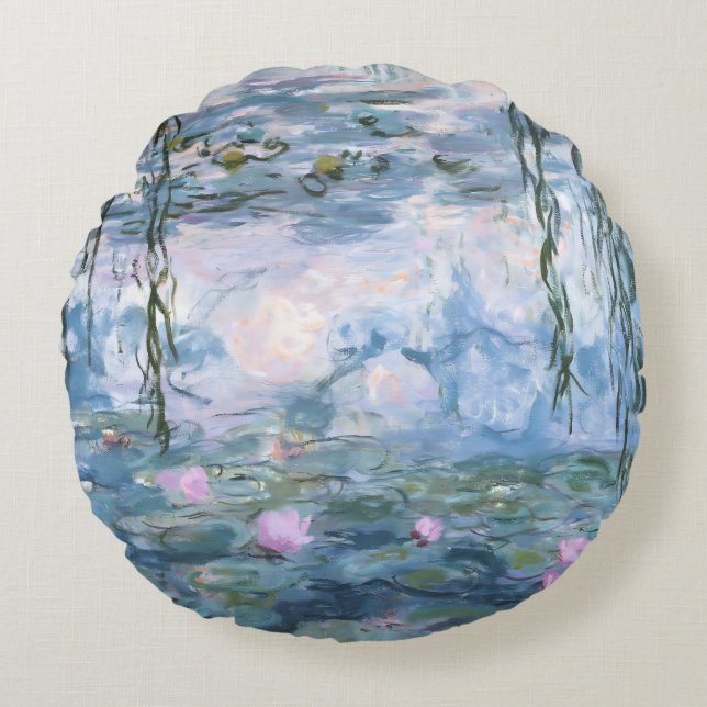 Claude Monet Impressionist Water Lillies Painting Rundes Kissen (Vorderseite)