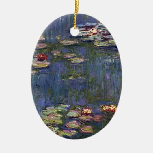 Claude Monet impressionistische Lilien des Wassers Keramik Ornament (Vorne)