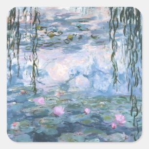 Claude Monet Impressionistische Wasserlilien-Maler Quadratischer Aufkleber