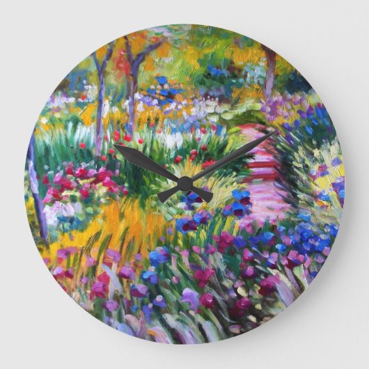 Claude Monet: Iris Garden von Giverny Große Wanduhr (Vorderseite)
