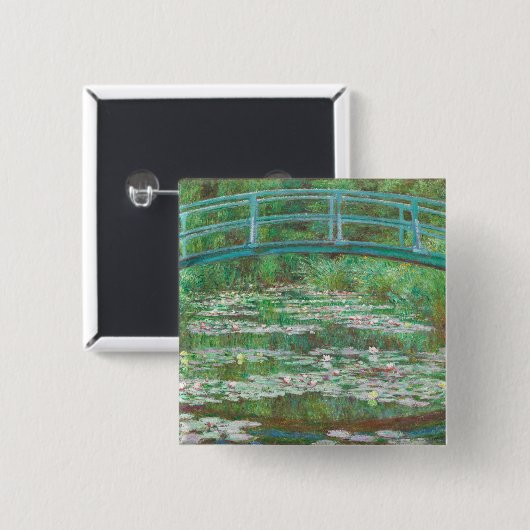 Claude Monet Japanese Footbridge. Impressionismus Button (Vorne & Hinten)