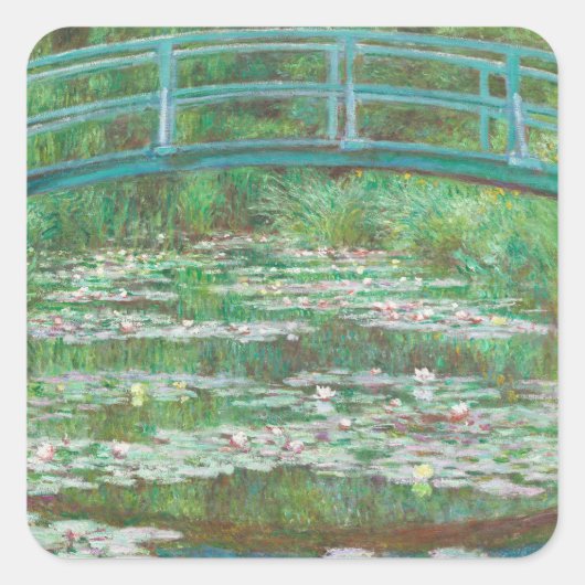 Claude Monet Japanese Footbridge. Impressionismus Quadratischer Aufkleber (Vorderseite)