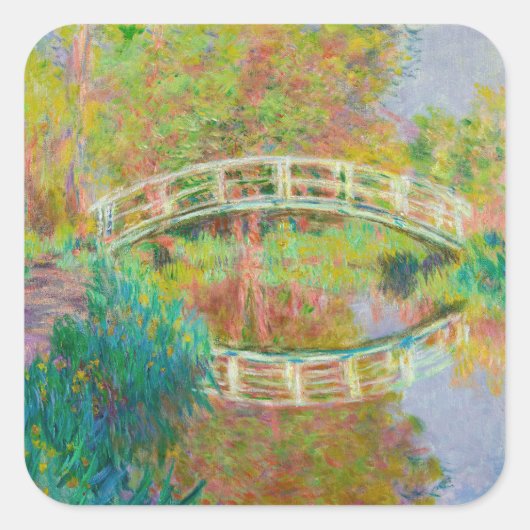 Claude Monet - Japanische Brücke, Giverny Quadratischer Aufkleber (Vorderseite)