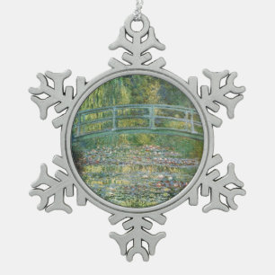 Claude Monet Japanische Brücke Seerosen Kunst Schneeflocken Zinn-Ornament