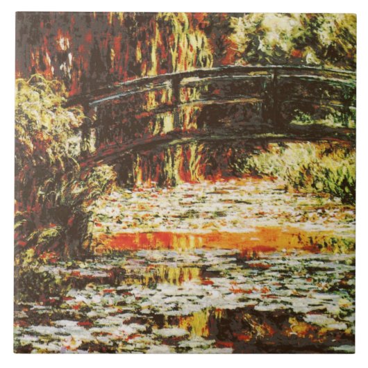 Claude Monet - Japanische Brücke und Wasserlililik Fliese (Vorderseite)