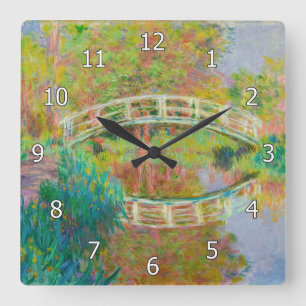 Claude Monet - Japanische Fußgängerbrücke, Giverny Quadratische Wanduhr