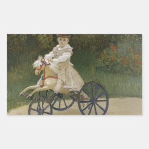 Claude Monet - Jean Monet über sein Hobby-Pferd Rechteckiger Aufkleber