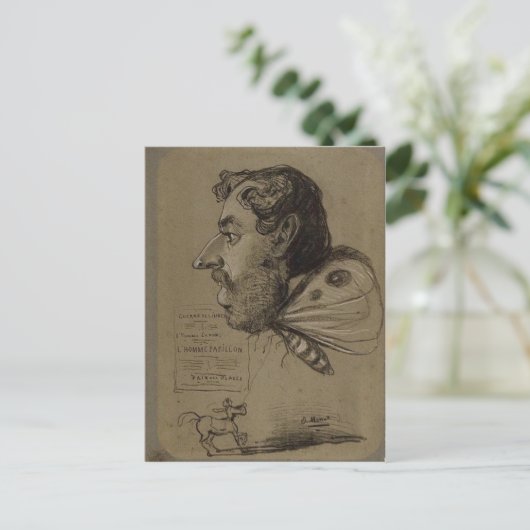 Claude Monet Karikatur von Jules Didier c. 1860 Te Postkarte (Stehend Vorderseite)