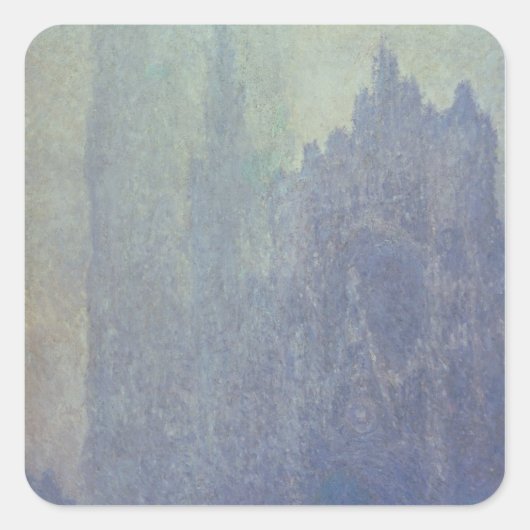 Claude Monet | Kathedrale Rouen, Foggy Weather Quadratischer Aufkleber (Vorderseite)