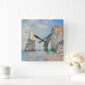 Claude Monet - Klippen bei Etretat Quadratische Wanduhr (Zuhause)