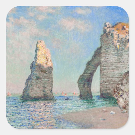 Claude Monet - Klippen bei Etretat Quadratischer Aufkleber (Vorderseite)