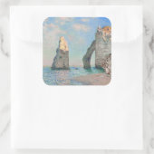 Claude Monet - Klippen bei Etretat Quadratischer Aufkleber (Tasche)