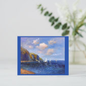 Claude Monet, Klippen und Segelboote in Pourville Postkarte (Stehend Vorderseite)