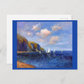 Claude Monet, Klippen und Segelboote in Pourville Postkarte (Vorne/Hinten)