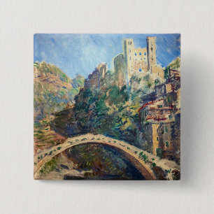 Claude Monet Kunstwerk - Das Schloss von Dolceacqu Button