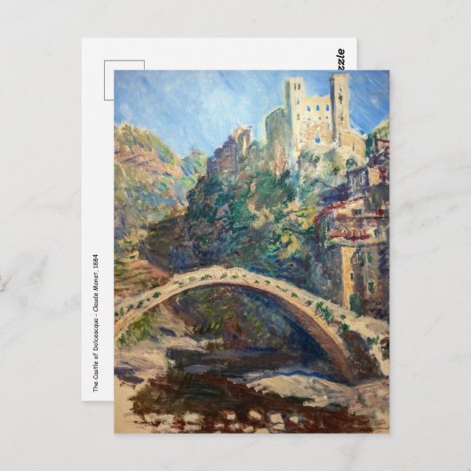 Claude Monet Kunstwerk - Das Schloss von Dolceacqu Postkarte (Vorne/Hinten)