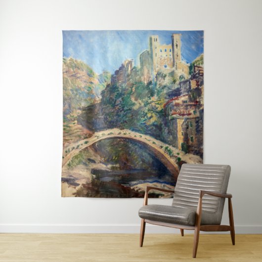 Claude Monet Kunstwerk - Das Schloss von Dolceacqu Wandteppich (Beispiel)