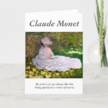 Claude Monet Lektüre Frauenkünstlerquote Karte<br><div class="desc">Das ist eine großartige Karte für Künstler und Naturliebhaber. Genießen Sie diese schöne Monet-Karte mit Claude Monets berühmtem "Springtime"-Gemälde aus dem Jahr 1872. Ende 1871 zog Monet nach Argenteuil, einer kleinen Stadt am rechten Ufer der Seine nordwestlich von Paris. Er malte viele berühmte Szenen in dieser Stadt, oft in seinem...</div>