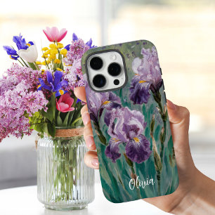 Claude Monet Lila Iris Blume, Personalisiert iPhone 16 Pro Max Hülle