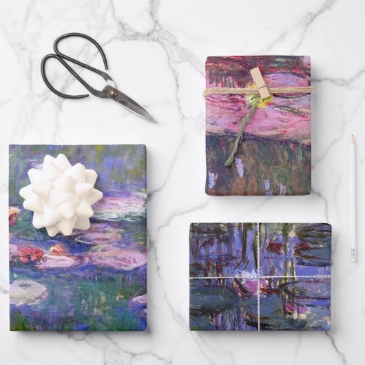 Claude Monet Lila & Pink Water Lilies Geschenkpapier Set (Vorderseite)